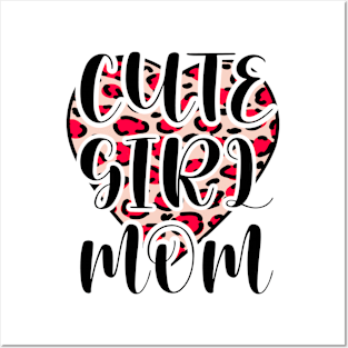 Cute Girl Mom Leopard Heart Mother's Day Girl Mama Mom Posters and Art